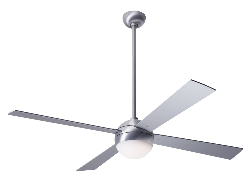 Ball Fan; Brushed Aluminum Finish; 52" White Blades; 20W LED; Fan Speed and Light Control (3-wir