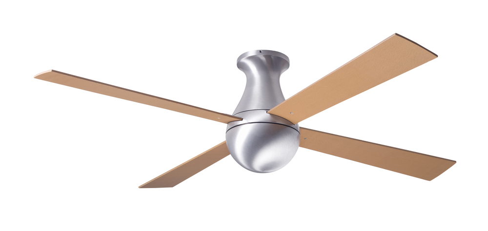 Ball Flush Fan; Brushed Aluminum Finish; 42" Maple Blades; No Light; Fan Speed and Light Control