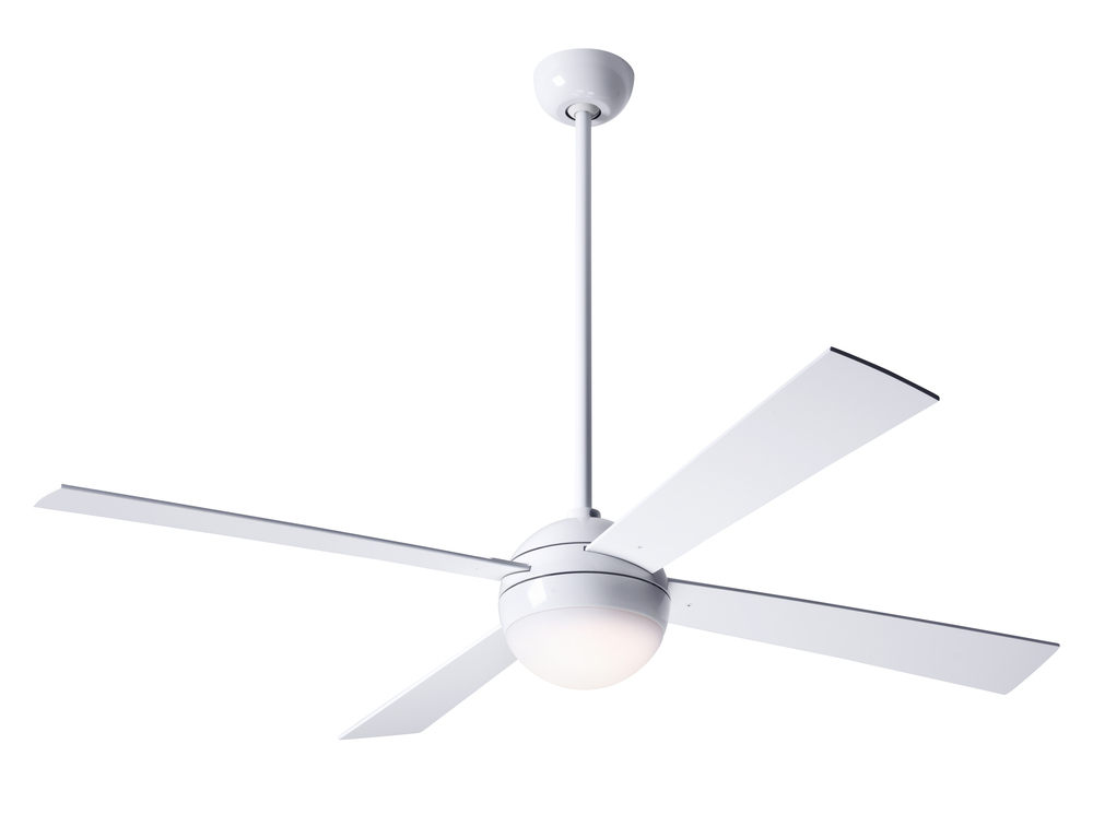Ball Fan; Gloss White Finish; 42" Aluminum Blades; 20W LED; Fan Speed and Light Control (3-wire)