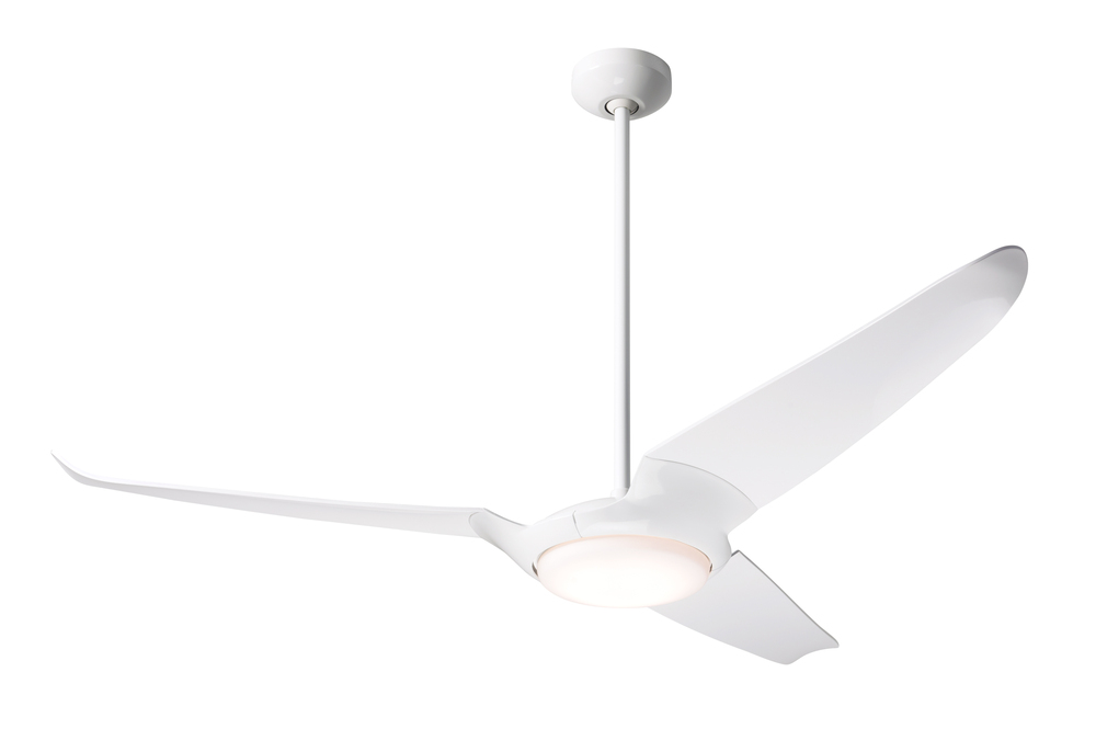IC/Air (3 Blade ) Fan; Gloss White Finish; 56" Nickel Blades; 20W LED; Wall Control